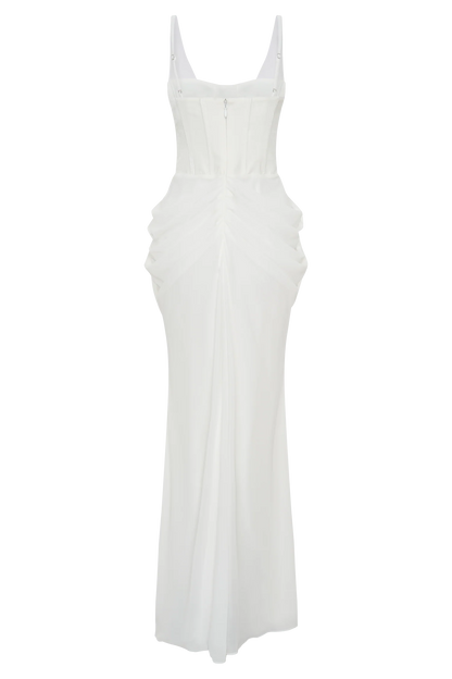Roxanne Velvet Corset Maxi Dress - White