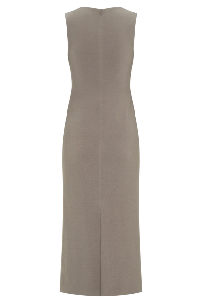 Frida Crepe Midi Dress - Smoke