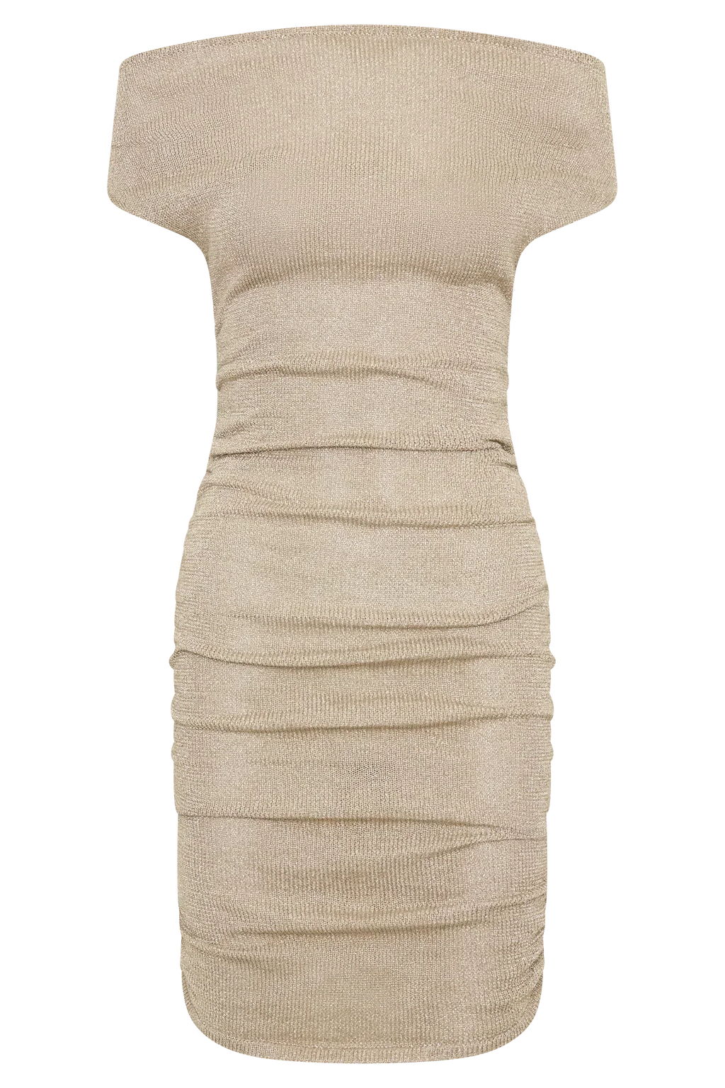 Pasha Off Shoulder Knit Mini Dress - Gold