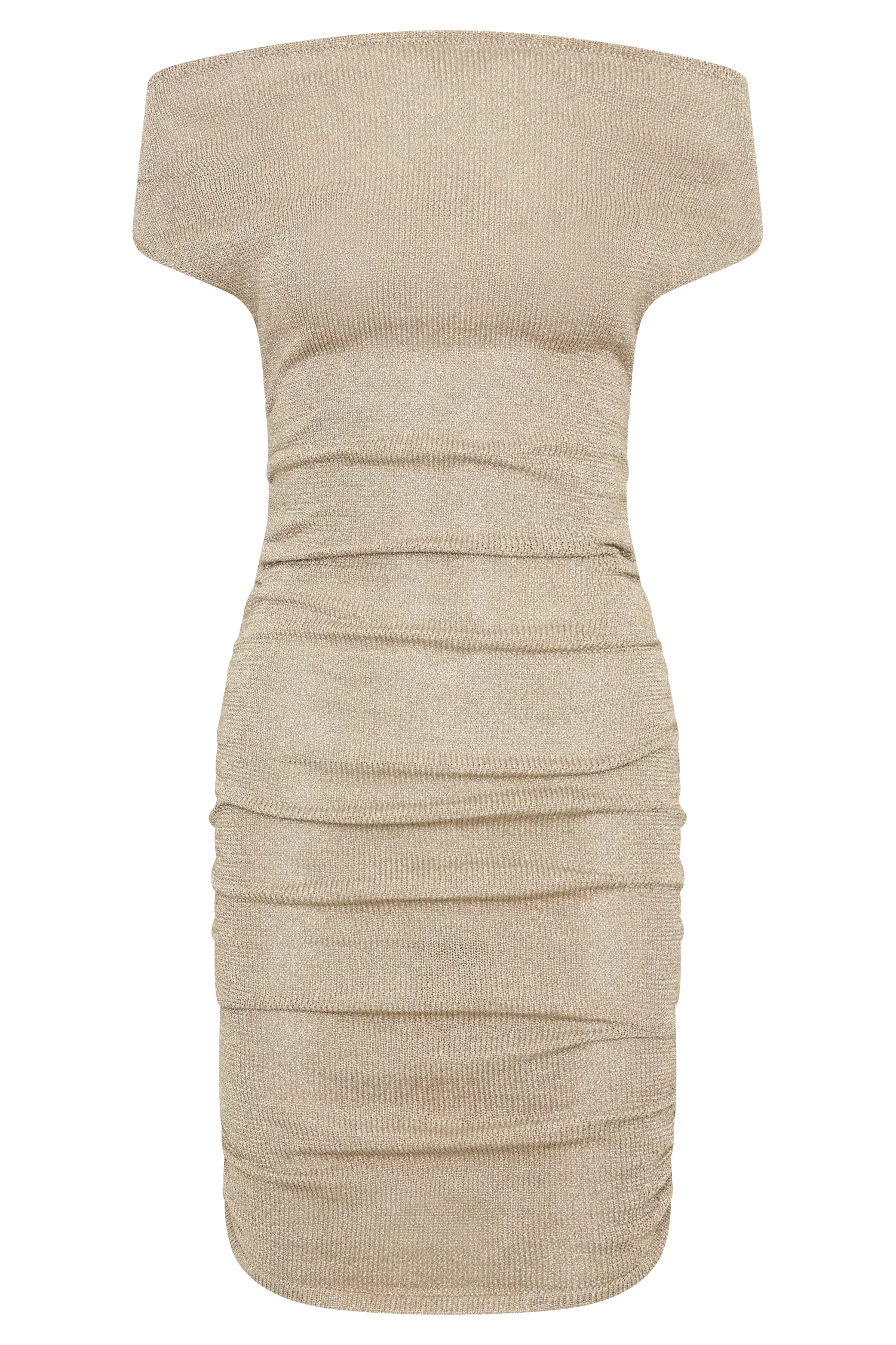 Pasha Off Shoulder Knit Mini Dress - Gold