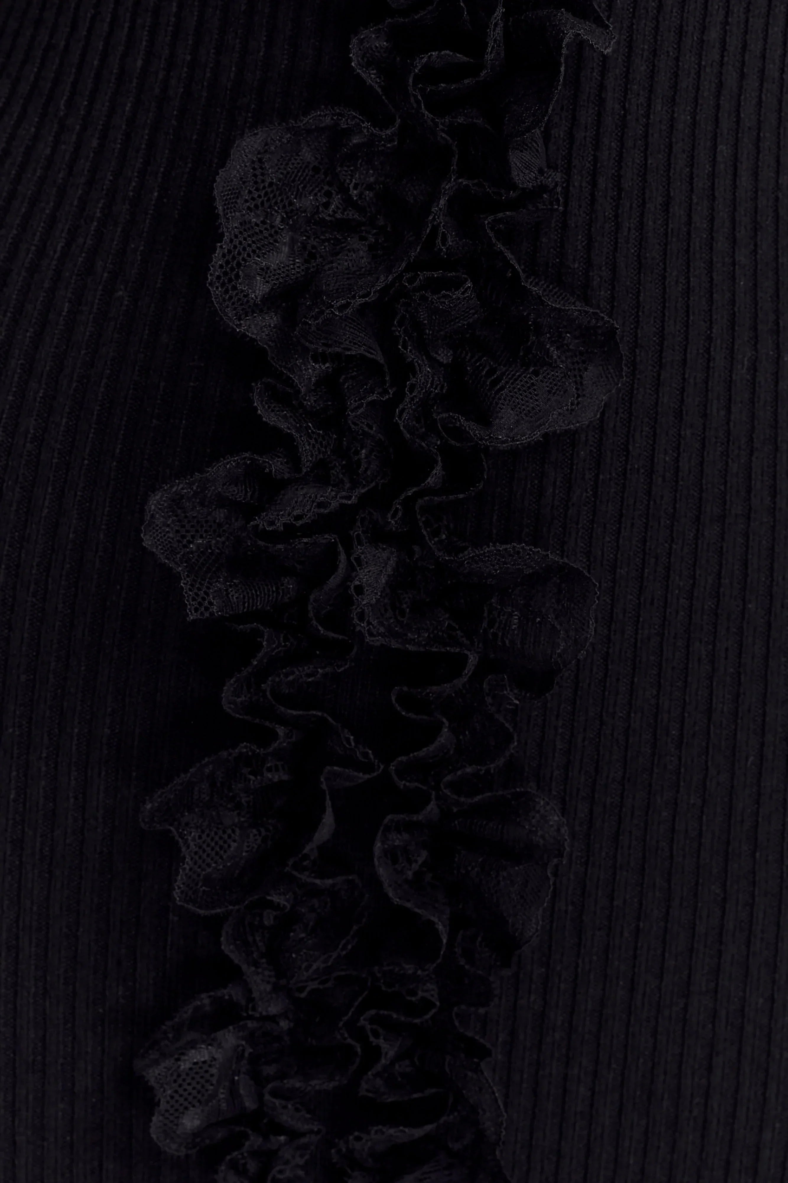 Shay Lace Ruffle Knit Midi Dress - Black