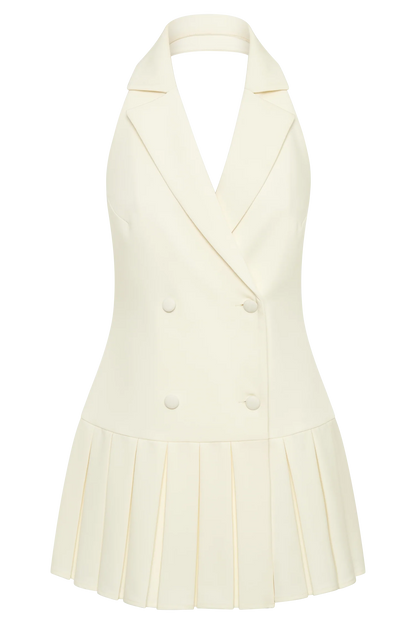 Antoinette Pleated Mini Dress - Ivory