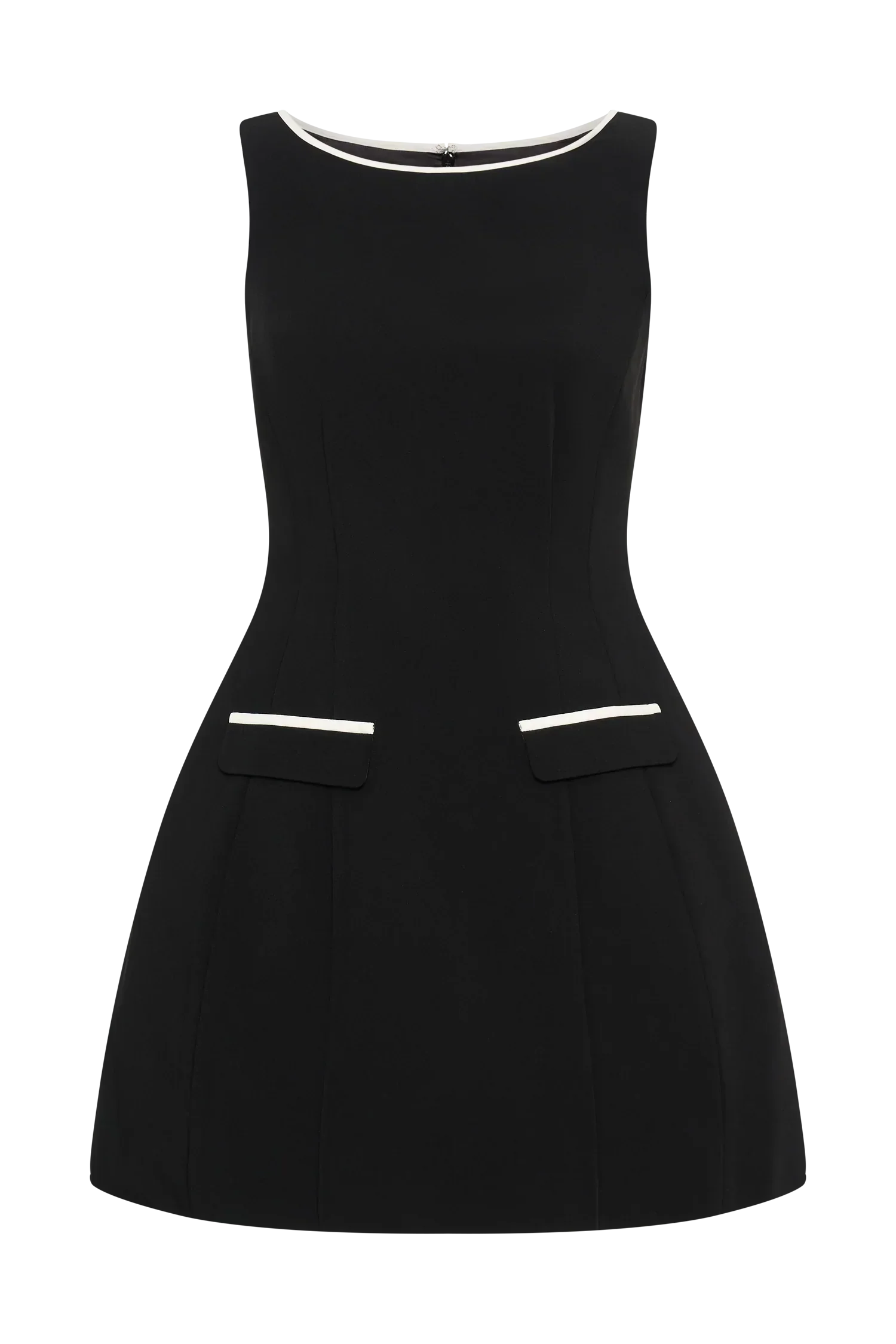 Evanna Sleeveless Contrast Suiting Mini Dress - Black