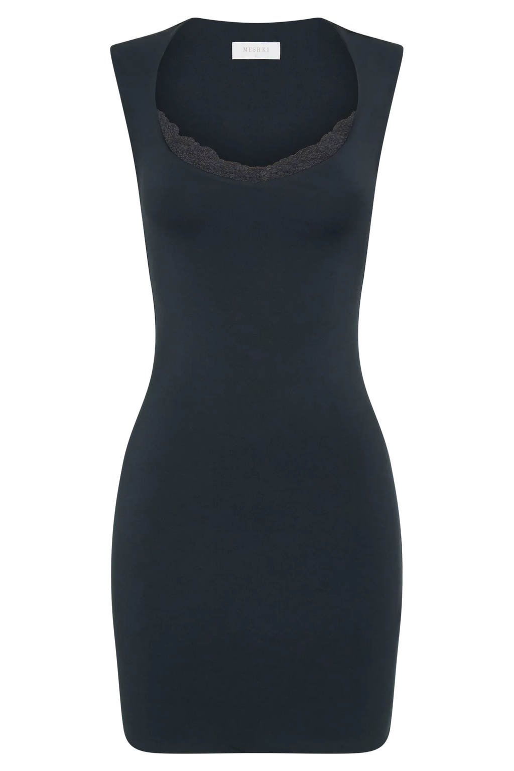 Tatianna Lace Trim Modal Mini Dress - Black