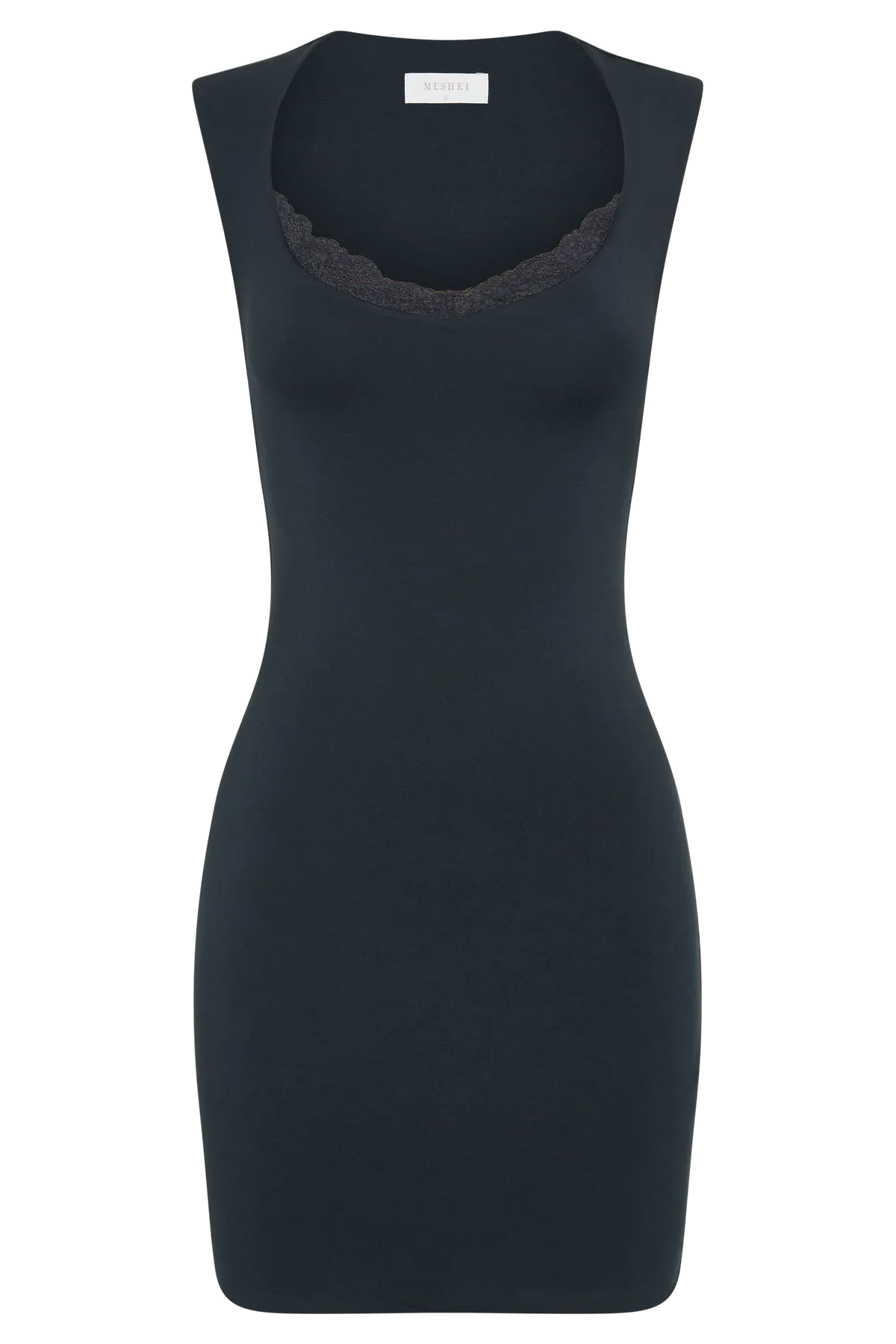 Tatianna Lace Trim Modal Mini Dress - Black
