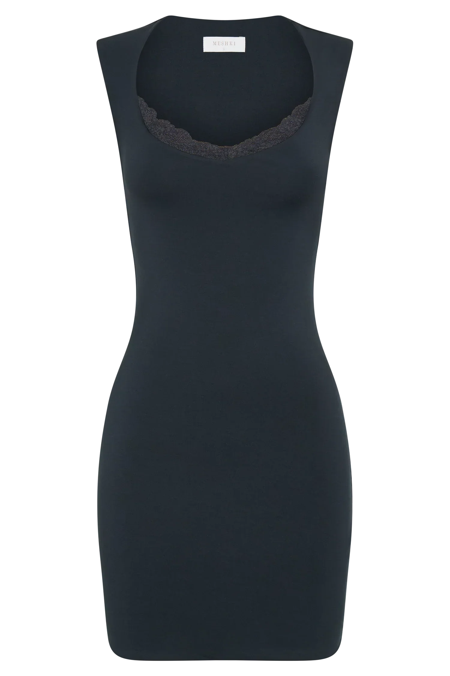 Tatianna Lace Trim Modal Mini Dress - Black