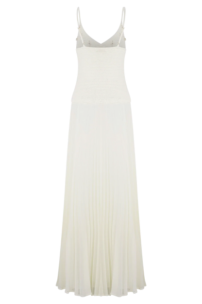 Catherine Crochet Pearl Maxi Dress - White