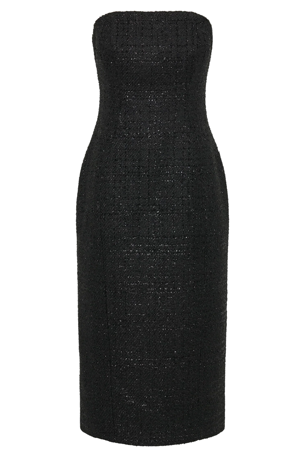 Monet Tweed Strapless Midi Dress - Black