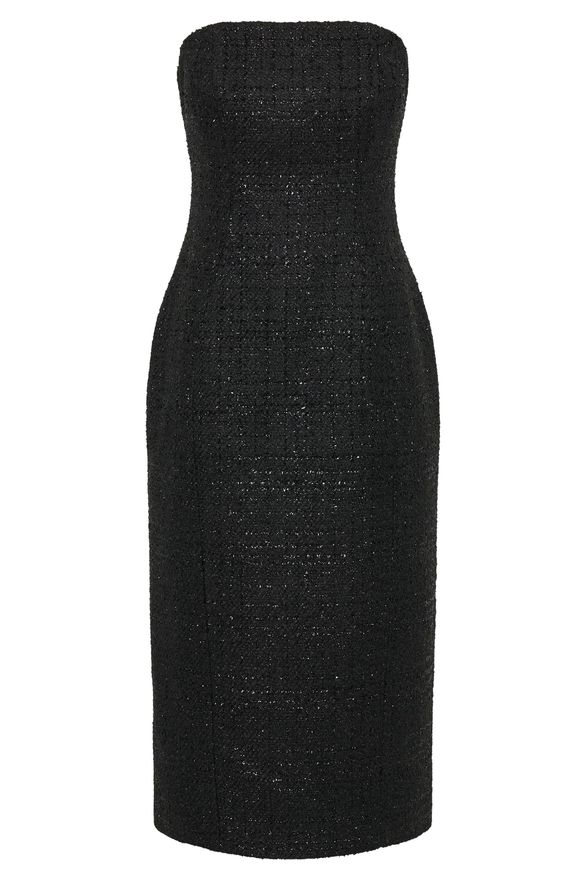Monet Tweed Strapless Midi Dress - Black