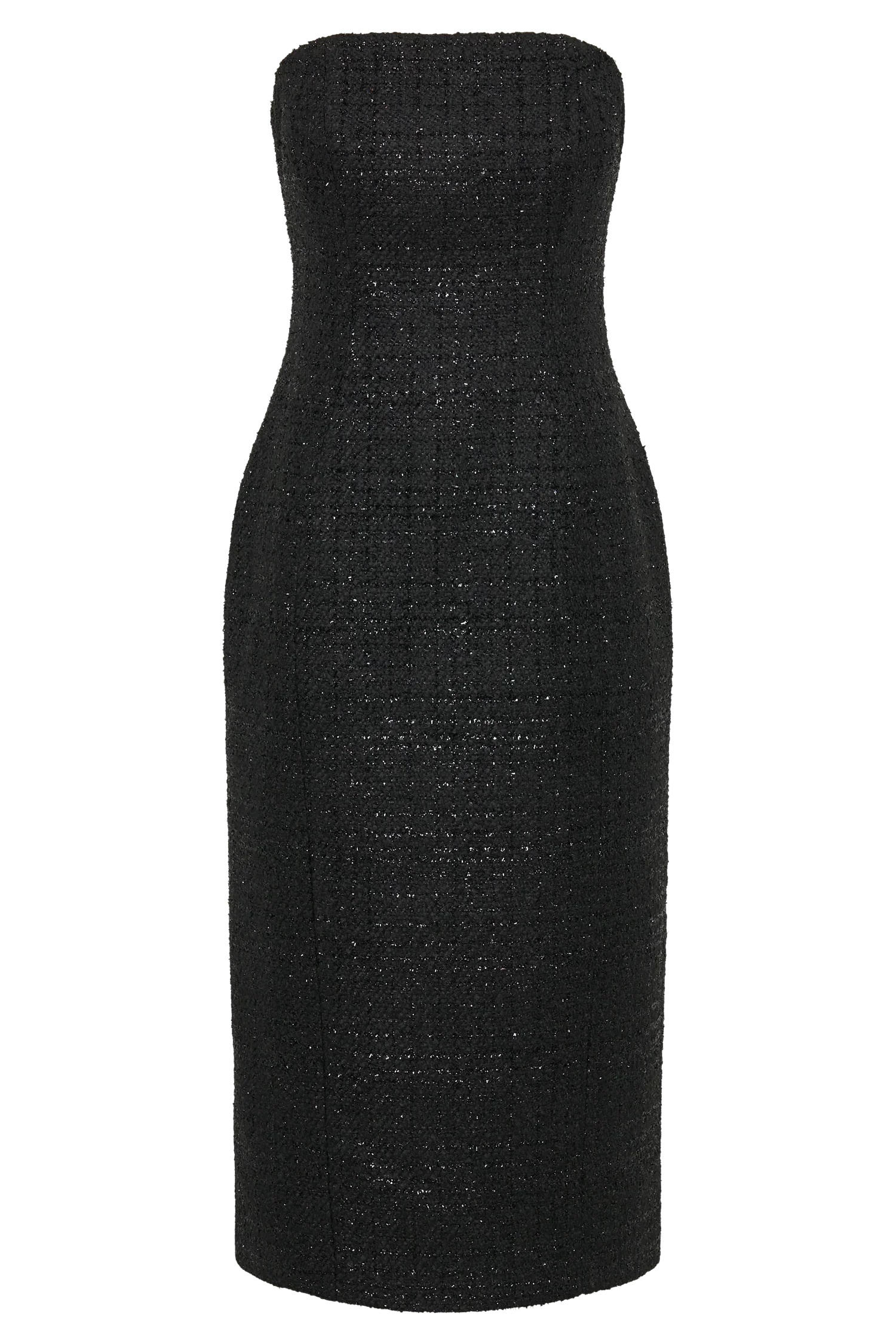 Monet Tweed Strapless Midi Dress - Black