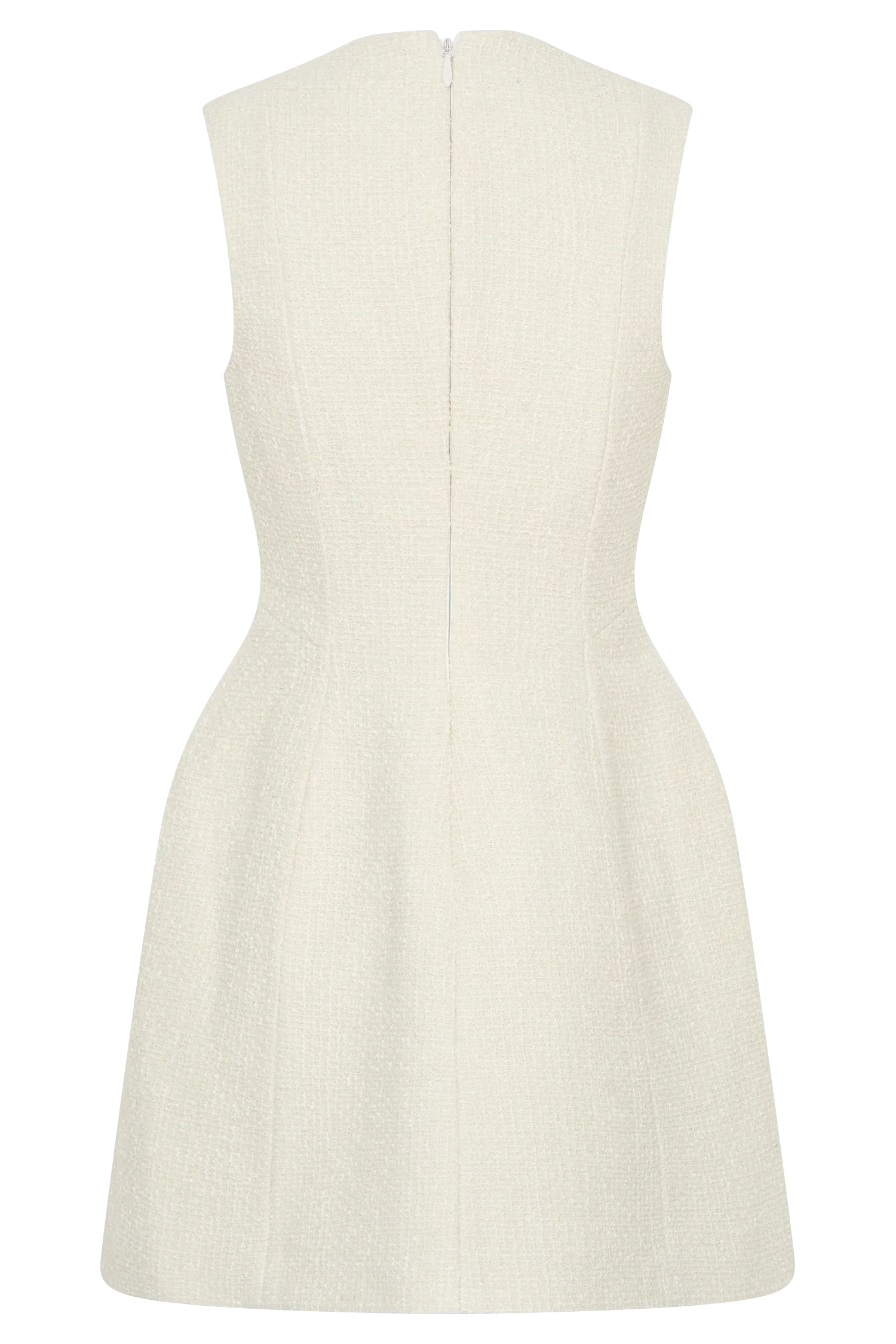 Danna Boucle Mini Dress With Pleats - White