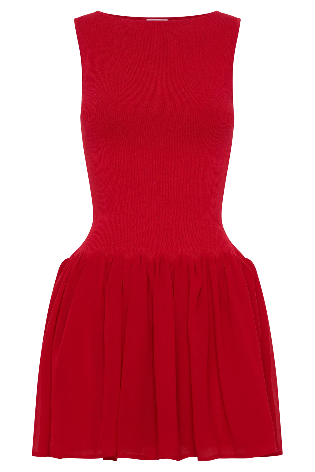 Ashleigh Knit And Chiffon Mini Dress - Red