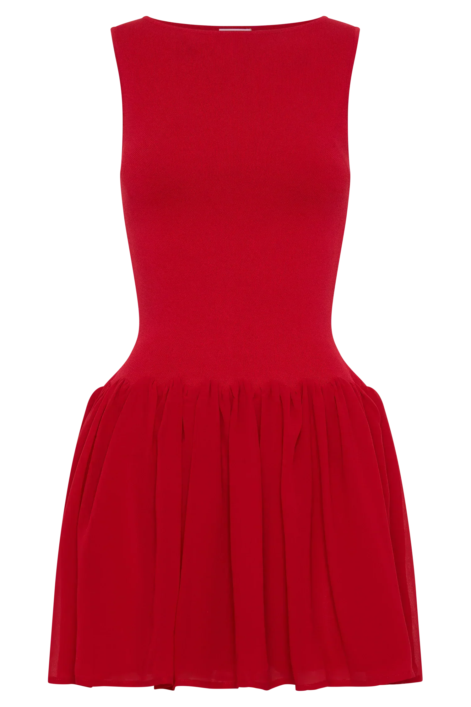 Ashleigh Knit And Chiffon Mini Dress - Red