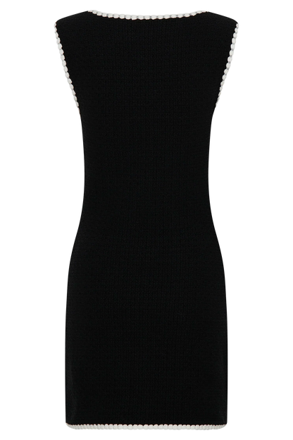Mia Contrast Knit Mini Dress - Black/White