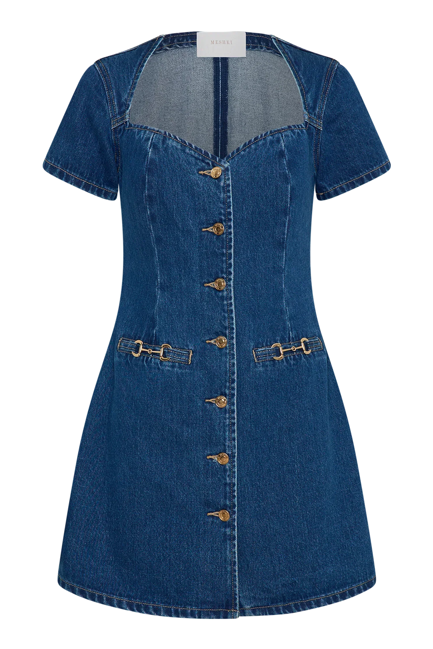 Monica Sweetheart Denim Mini Dress - Dark Blue