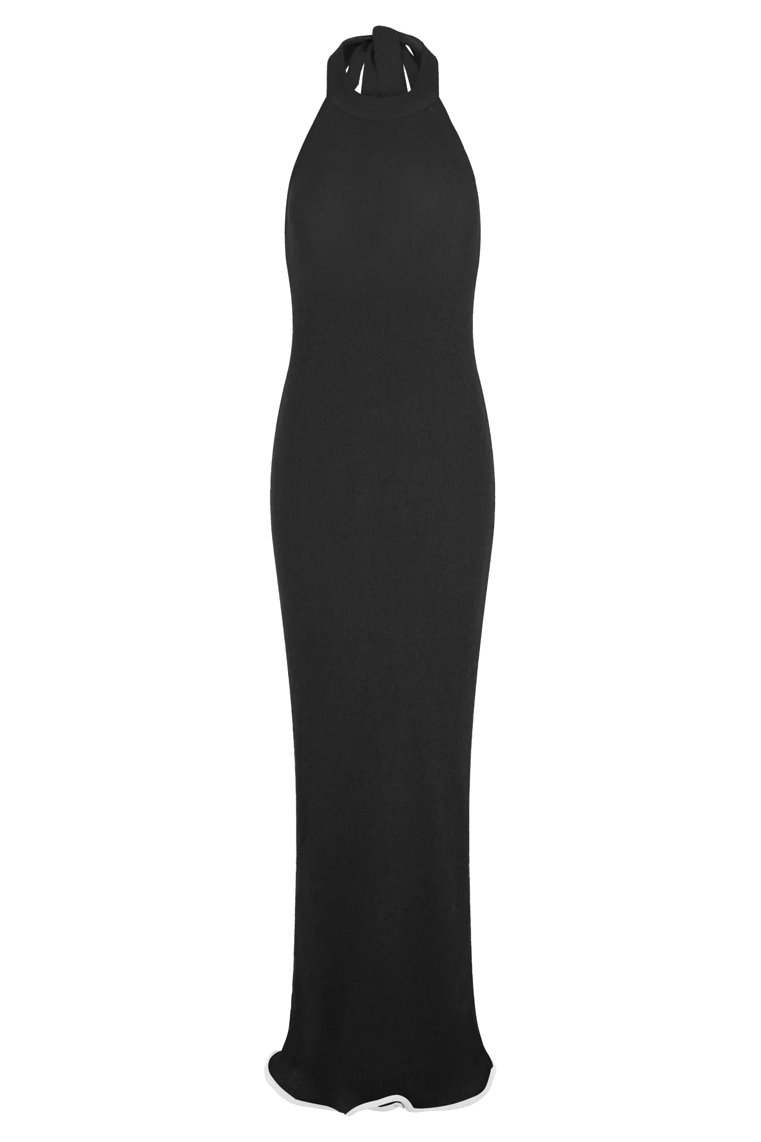Melodie Halter Knit Maxi Dress - Black/White