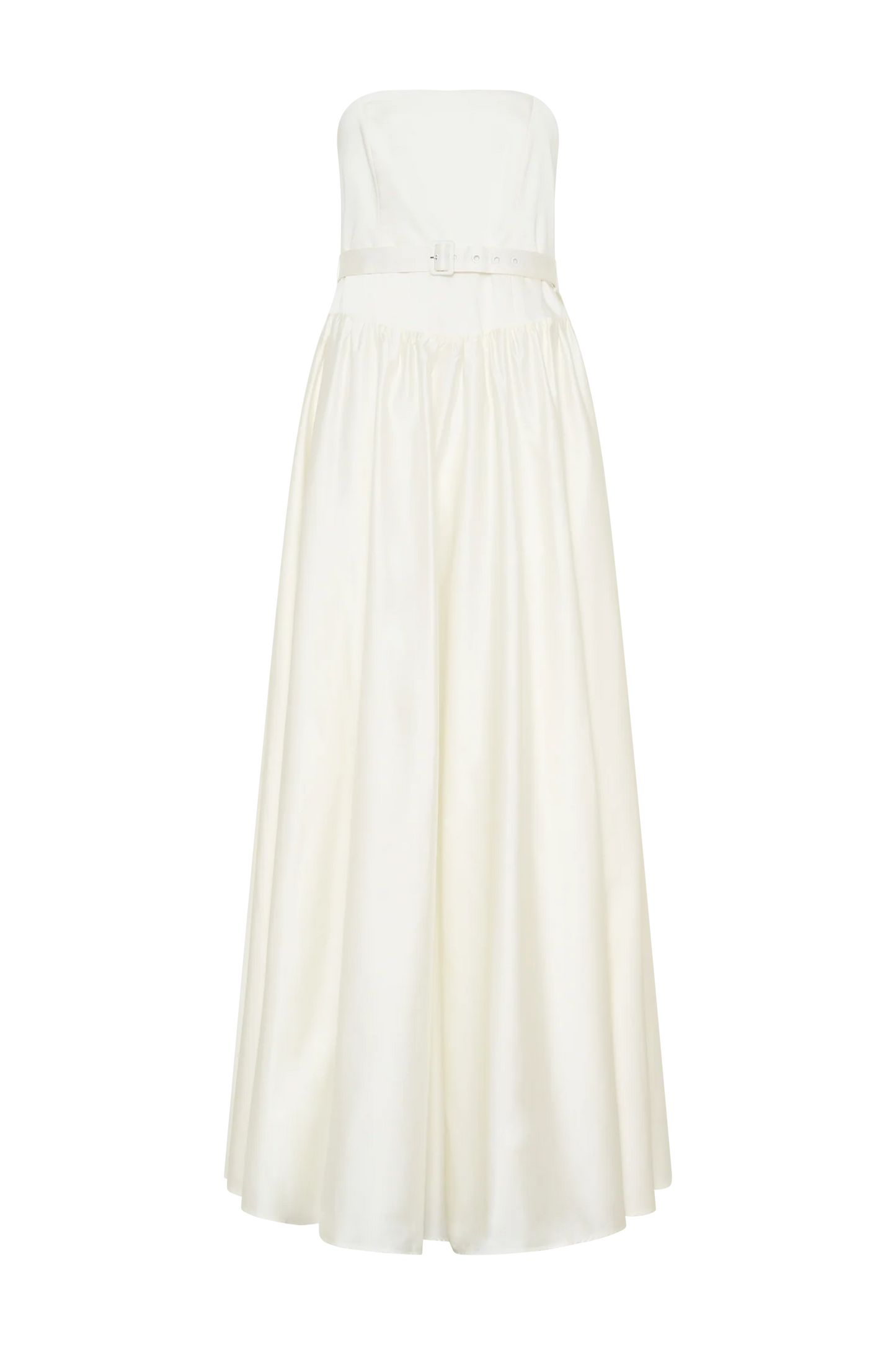Florence Strapless Belted Maxi Dress - White