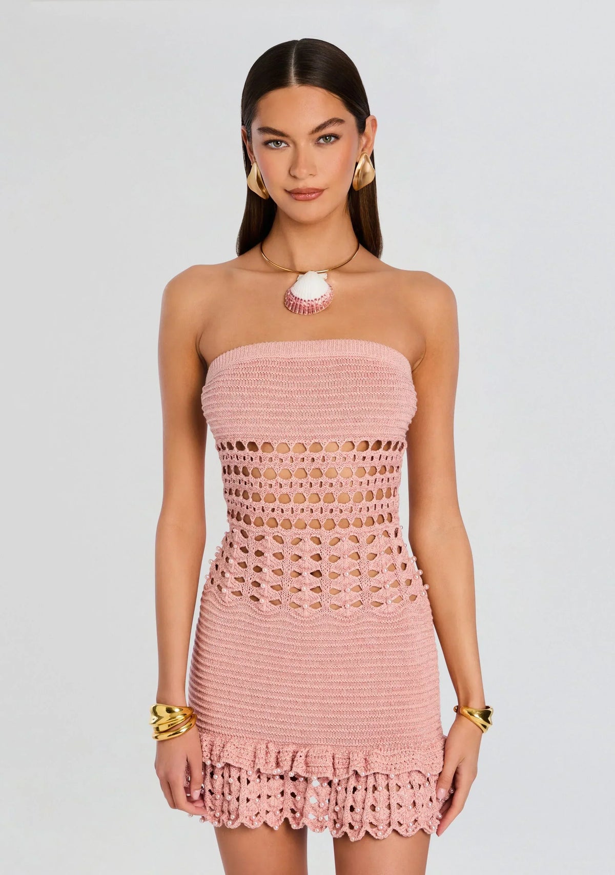 Vali Crochet Pearl Embellished Dress
