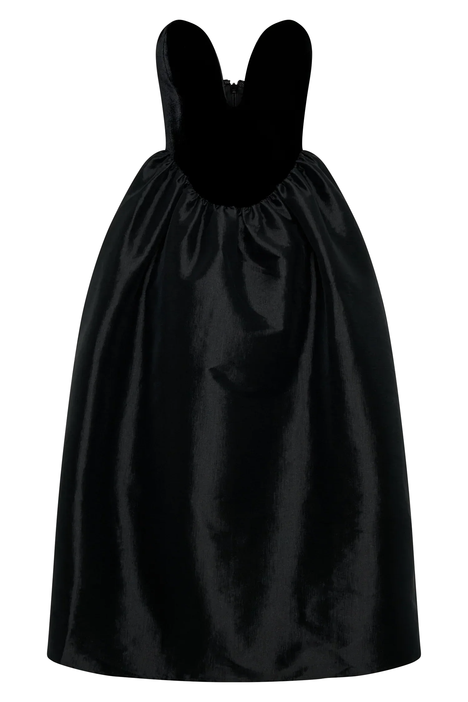 Flora Strapless Velvet Midi Dress - Black