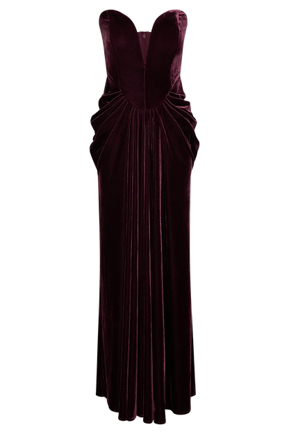 Paige Strapless Velvet Maxi Dress - Plum