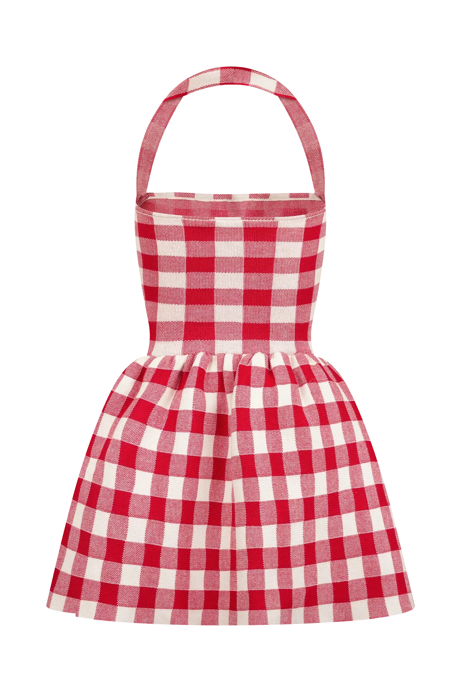 Lindsay Halter Knit Mini Dress - Red Gingham