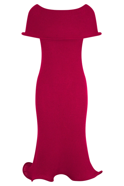 Molly Off Shoulder Knit Midi Dress - Raspberry