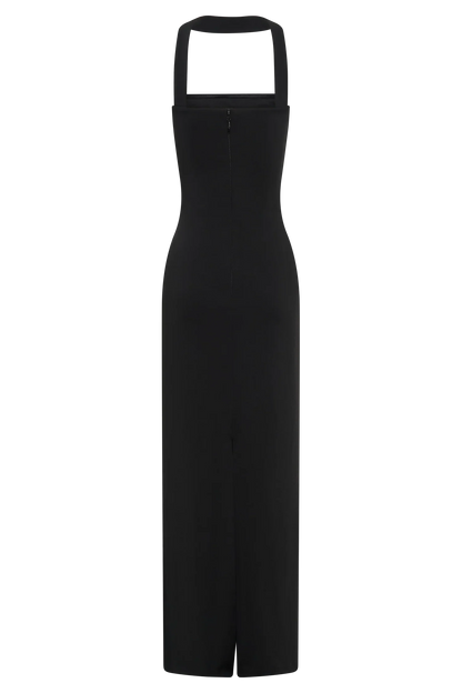 Velma Halter Collar Maxi Dress - Black