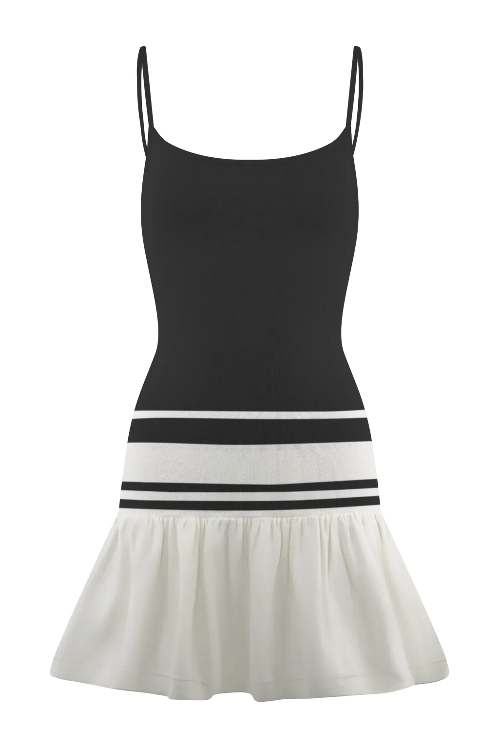 Ellison Contrast Knit Mini Dress - Black/White