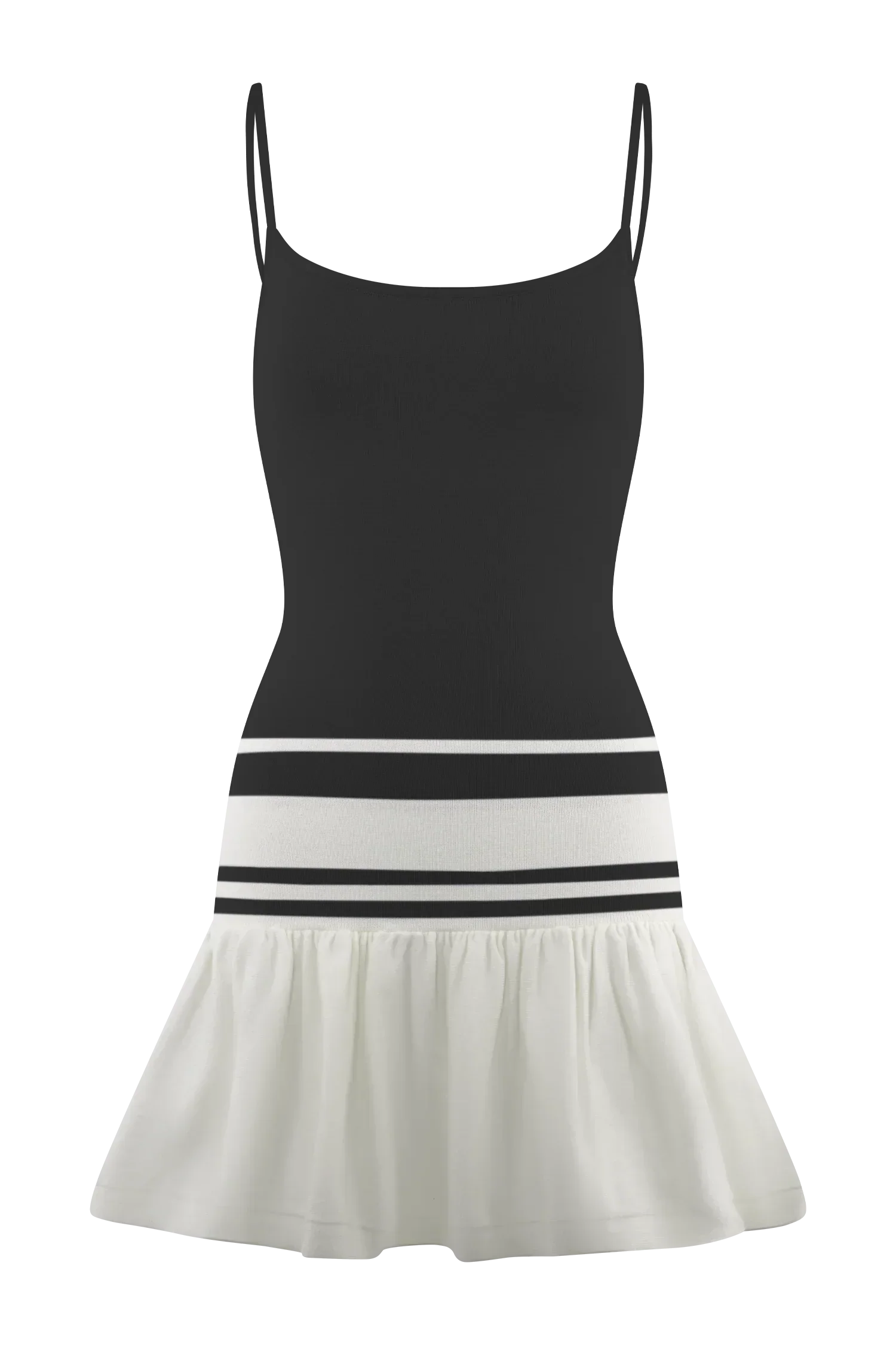 Ellison Contrast Knit Mini Dress - Black/White