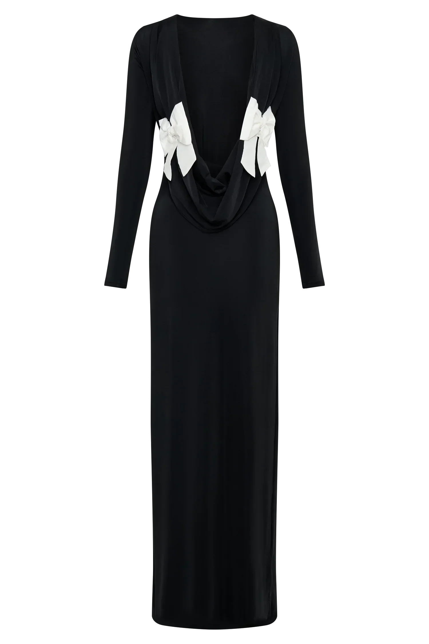 Bennett Slinky Long Sleeve Maxi Dress - Black/White