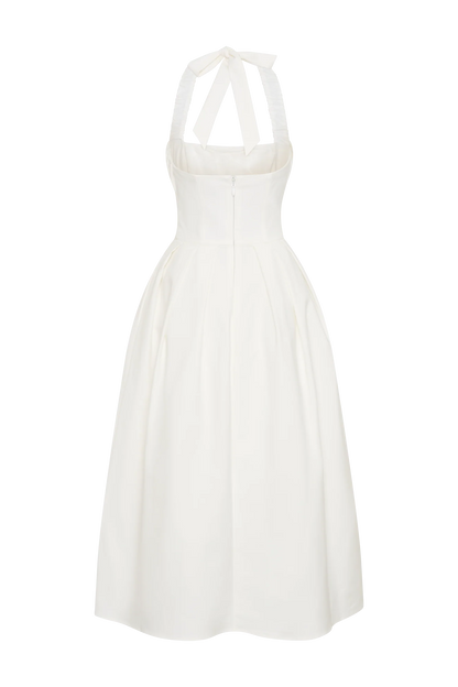 Candy Halter Midi Dress - White