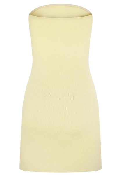 Rian Strapless Knit Mini Dress - Lemon
