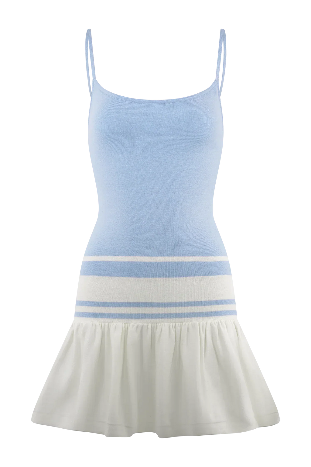 Ellison Contrast Knit Mini Dress - Blue/White