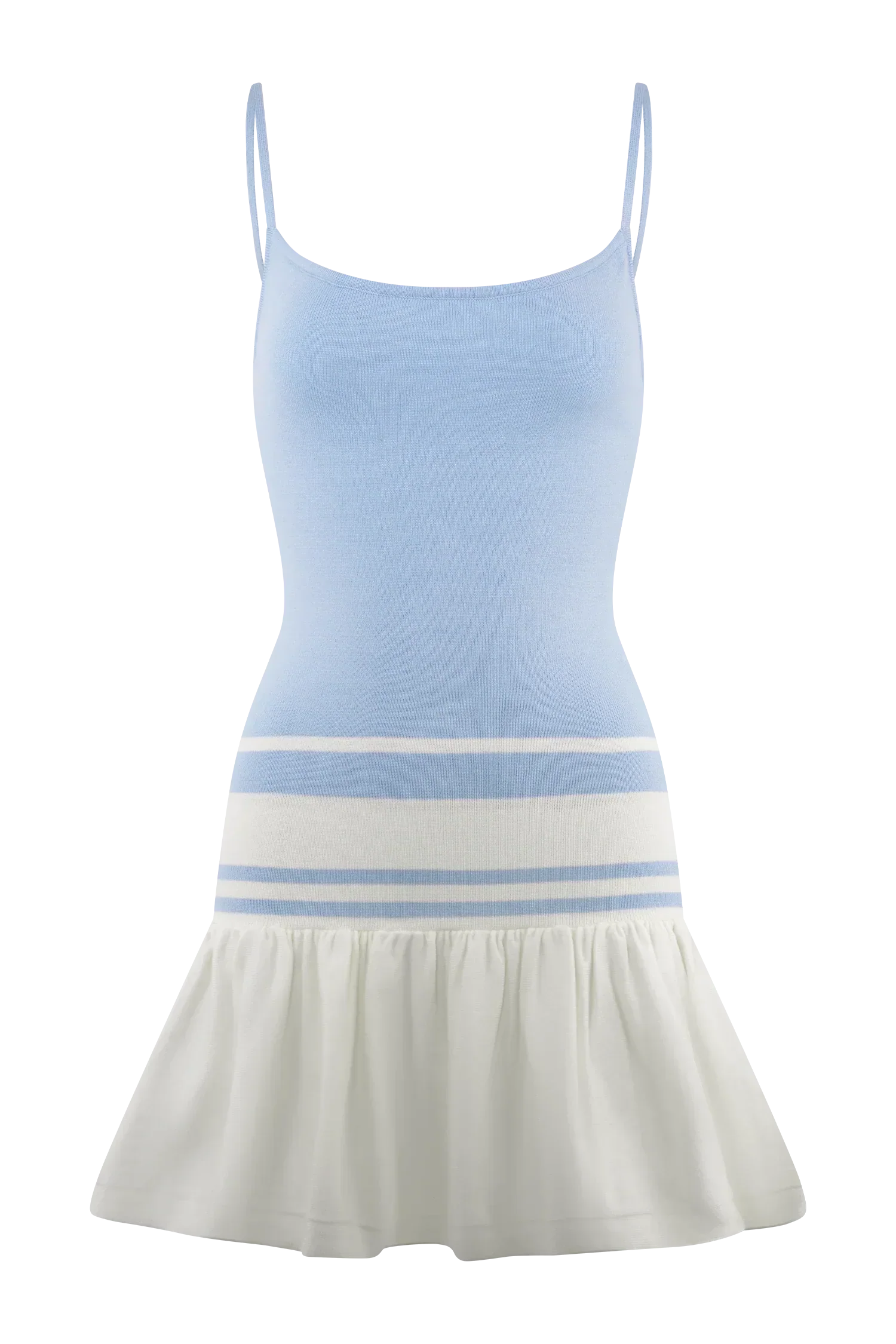 Ellison Contrast Knit Mini Dress - Blue/White