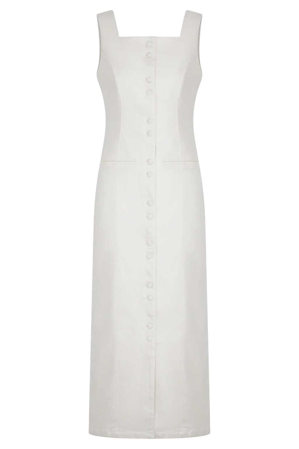 Reyna Denim Midi Dress - White