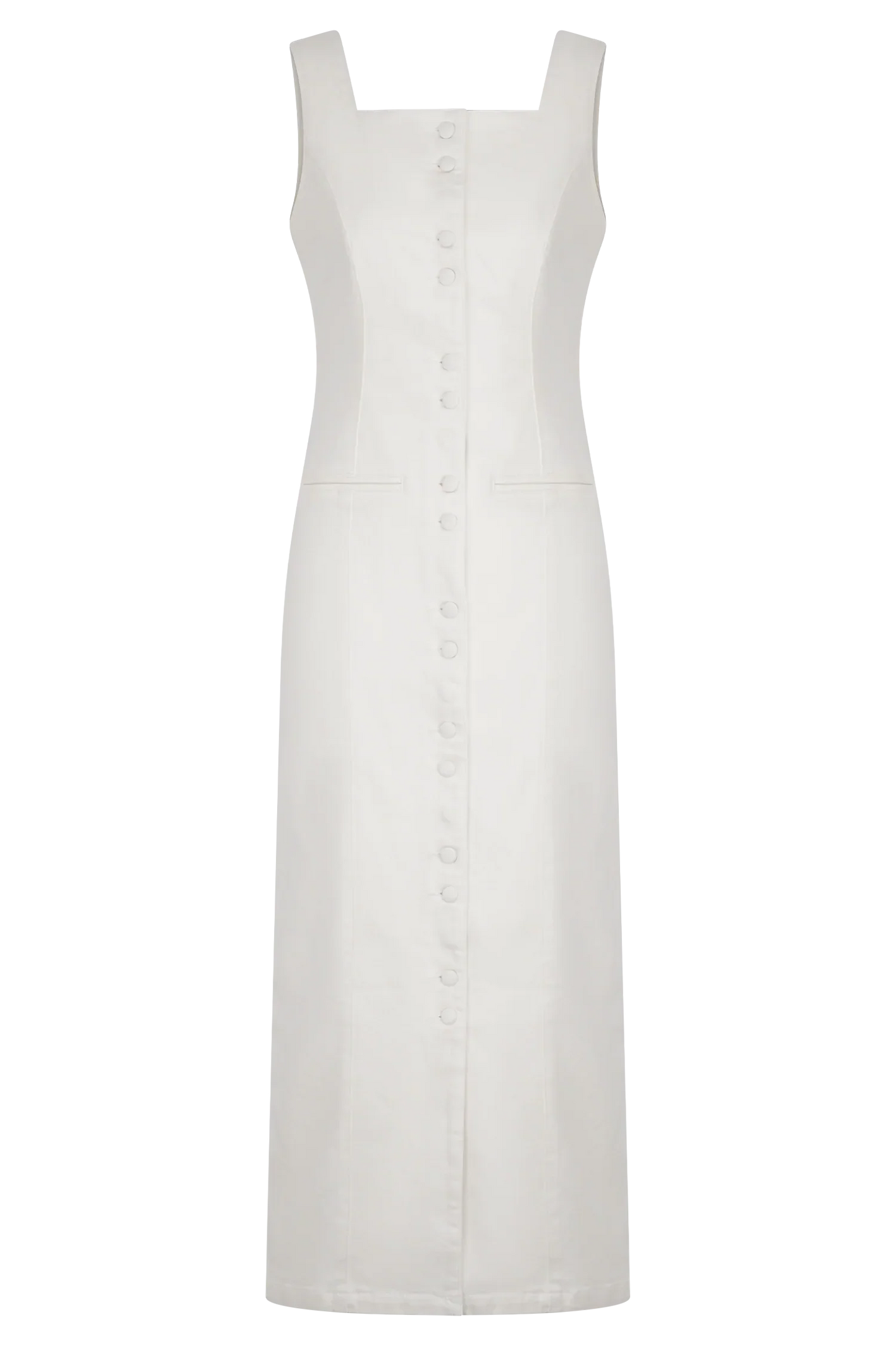 Reyna Denim Midi Dress - White