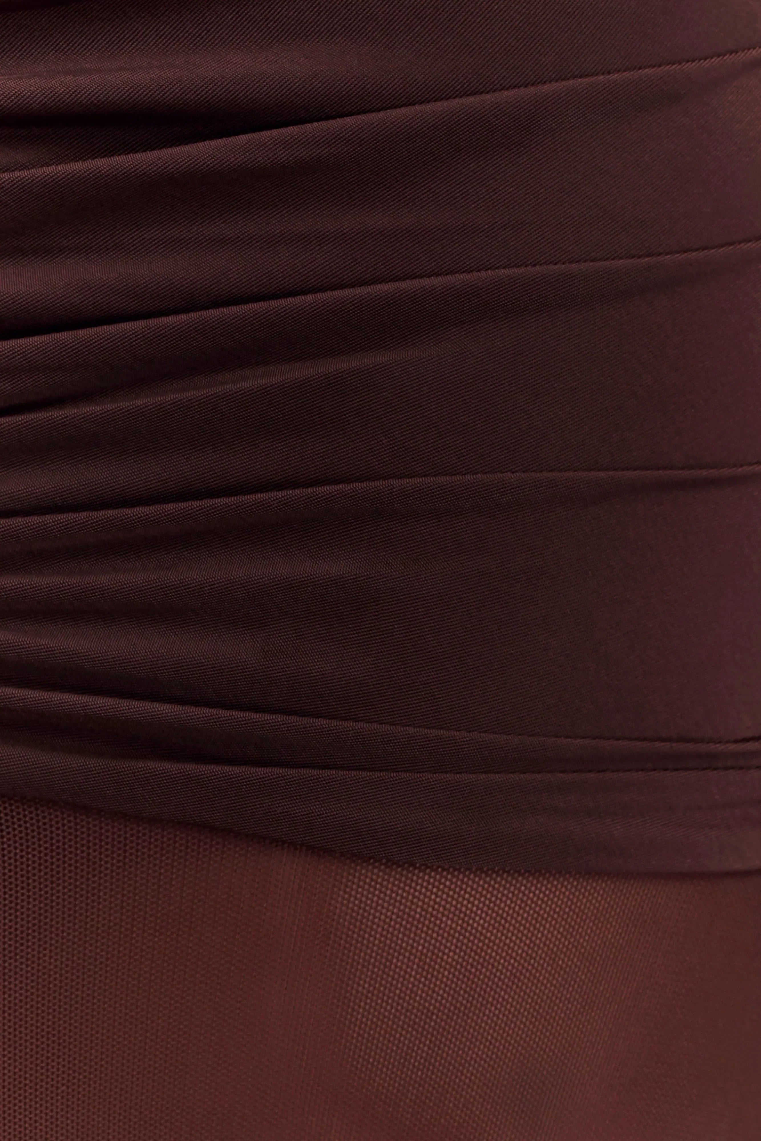 Delaney Slinky And Mesh Maxi Dress - Chocolate