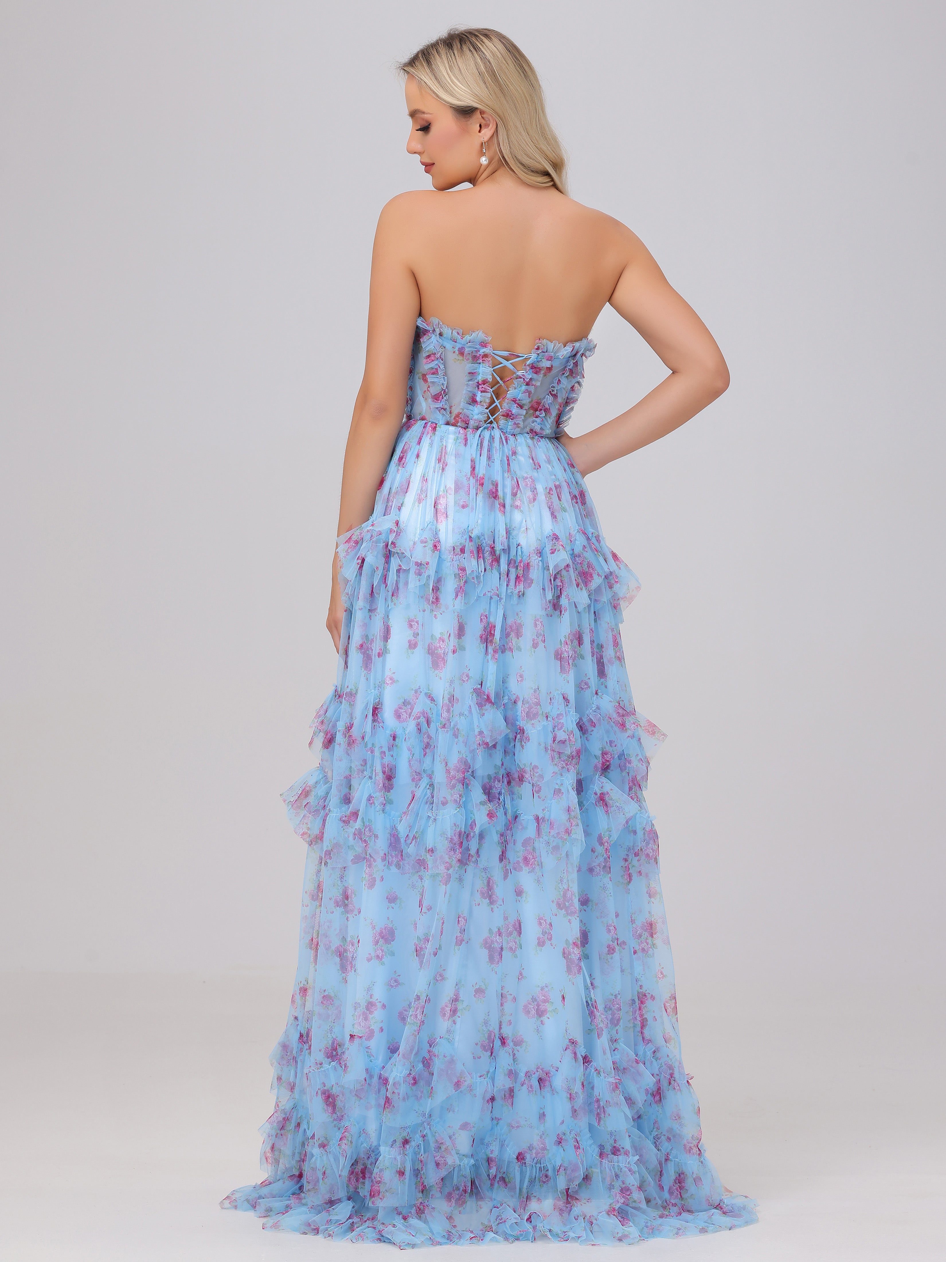 A-Line Sweetheart Cute Floral Tulle Bridesmaid Dresses