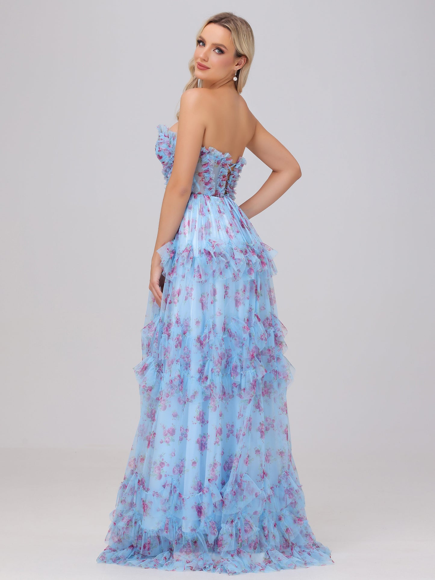 A-Line Sweetheart Cute Floral Tulle Bridesmaid Dresses