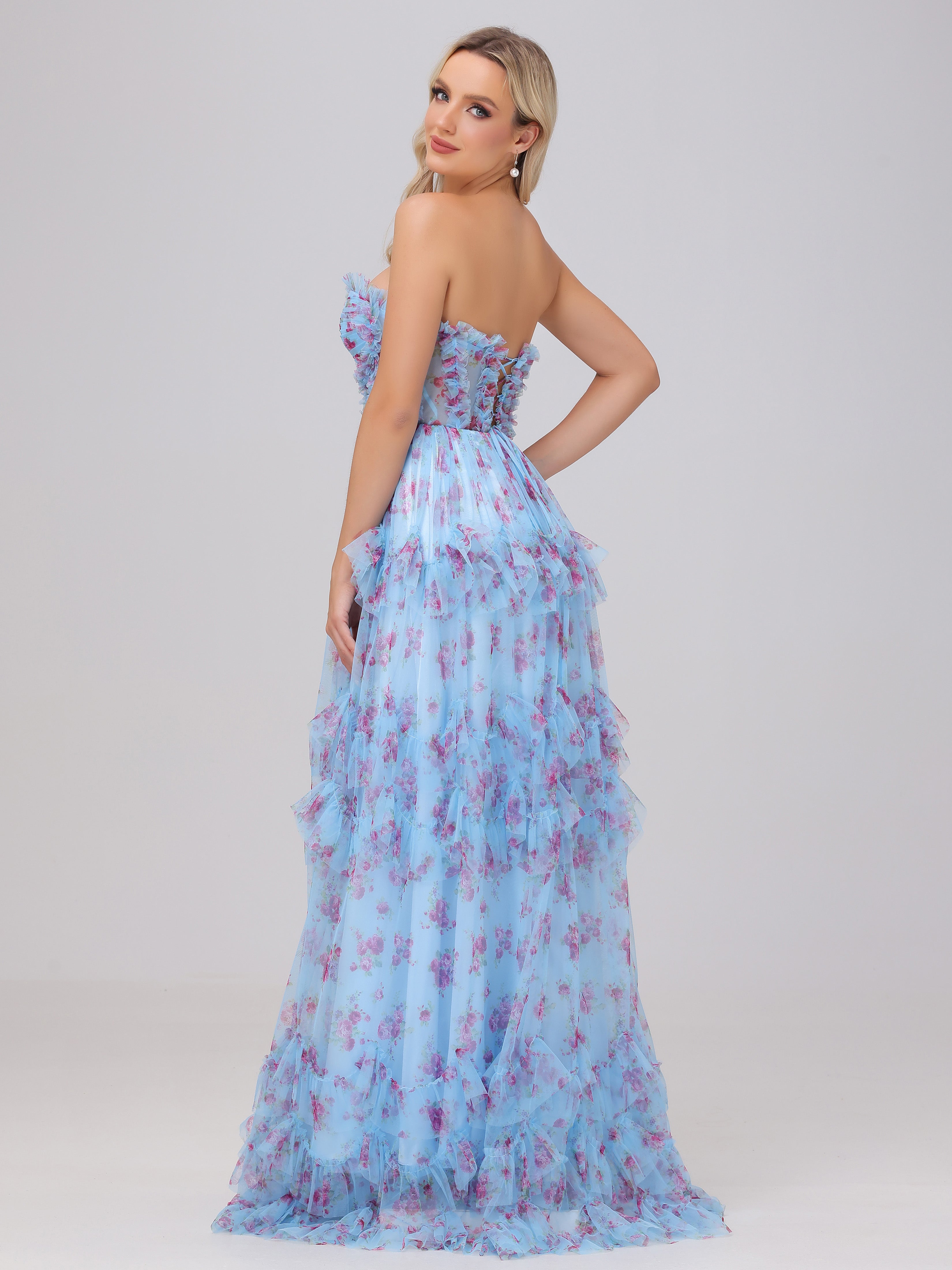 A-Line Sweetheart Cute Floral Tulle Bridesmaid Dresses