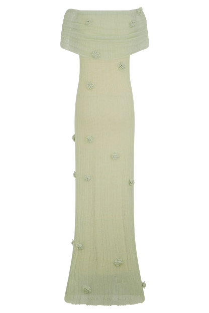 Brynn Orchid Knit Maxi Dress - Pastel Green