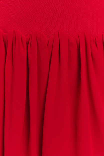 Ashleigh Knit And Chiffon Mini Dress - Red