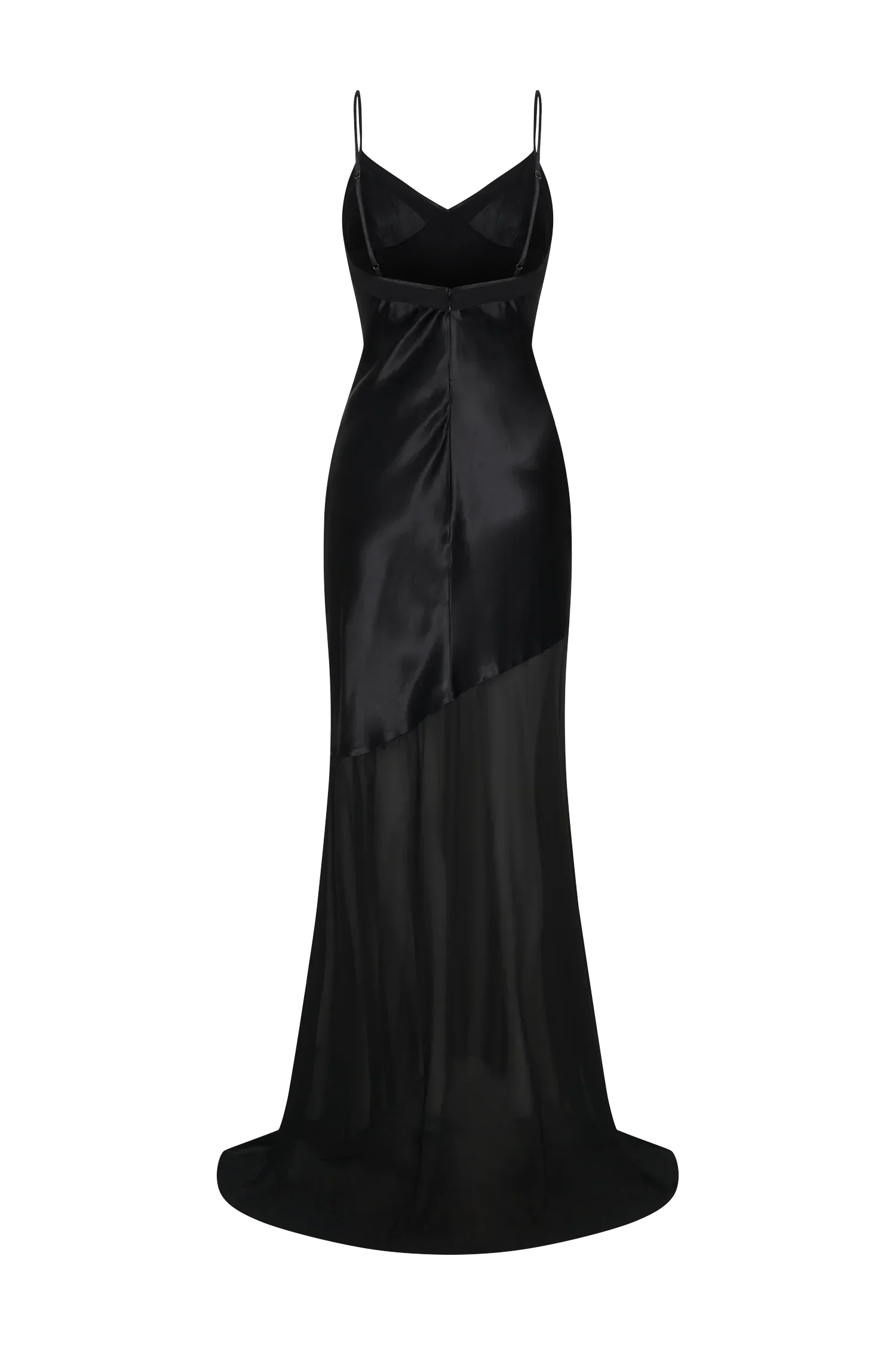 Evelyn Iridescent Satin Maxi Dress - Black