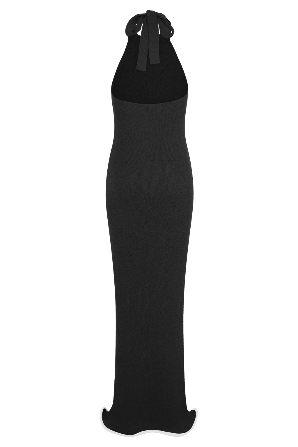 Melodie Halter Knit Maxi Dress - Black/White