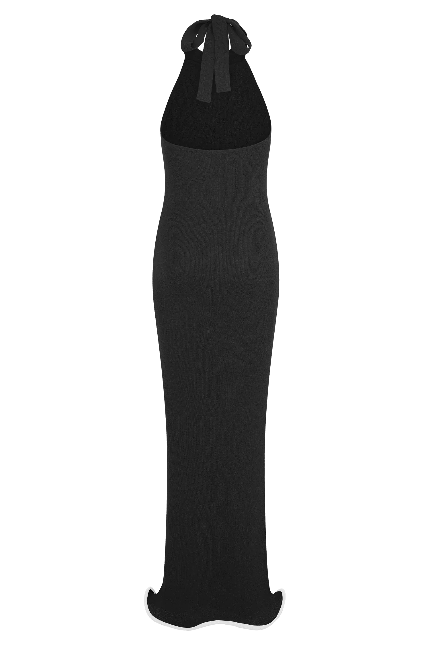 Melodie Halter Knit Maxi Dress - Black/White