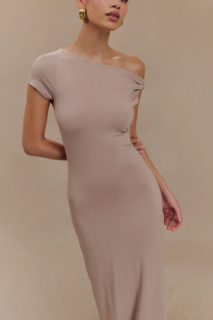 Tamsin Short Sleeve Modal Maxi Dress - Mushroom