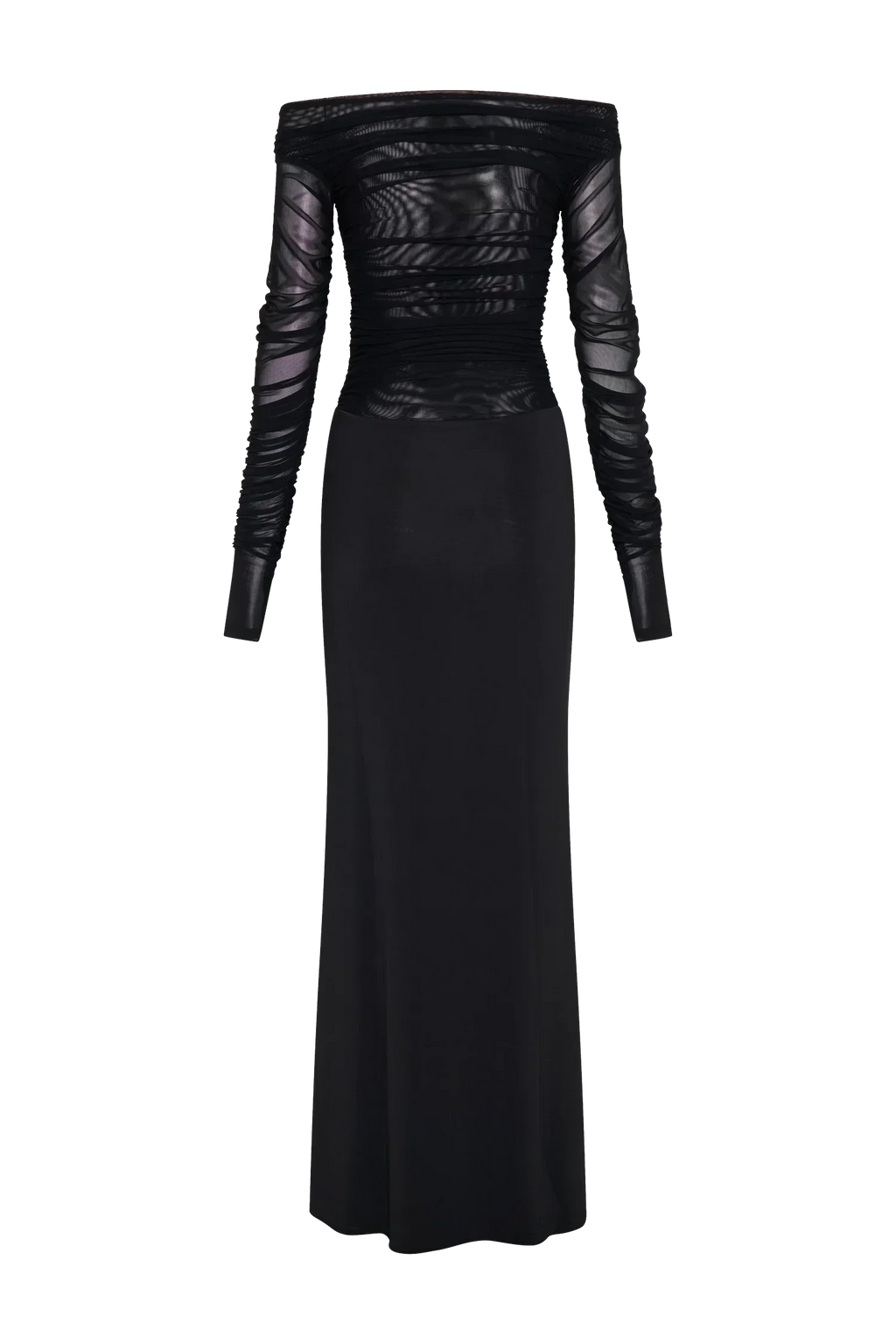 Darla Mesh And Slinky Off Shoulder Maxi Dress - Black