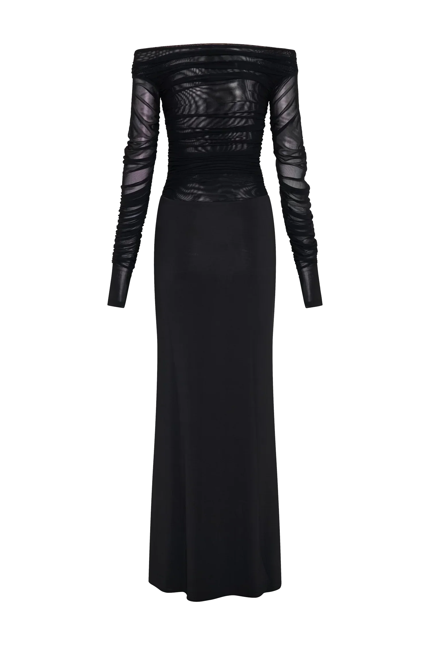 Darla Mesh And Slinky Off Shoulder Maxi Dress - Black