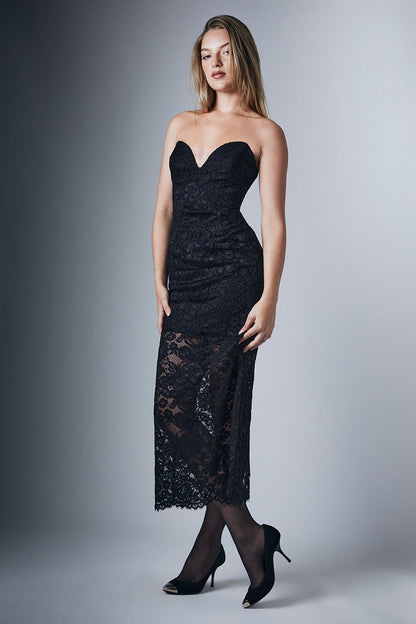 Artemis Midi Lace Dress - Black