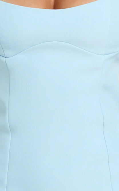 Aretha Mini Dress Corset Panel Dress in Blue